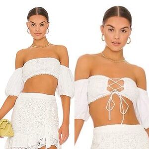 Majorelle Angela Eyelet Crop Top
